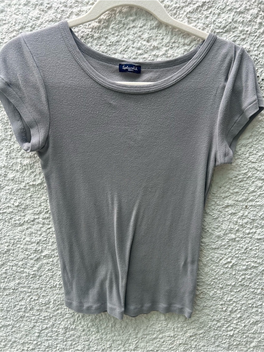 Splendid Scoop Neck Short Sleeve Tee — Grey